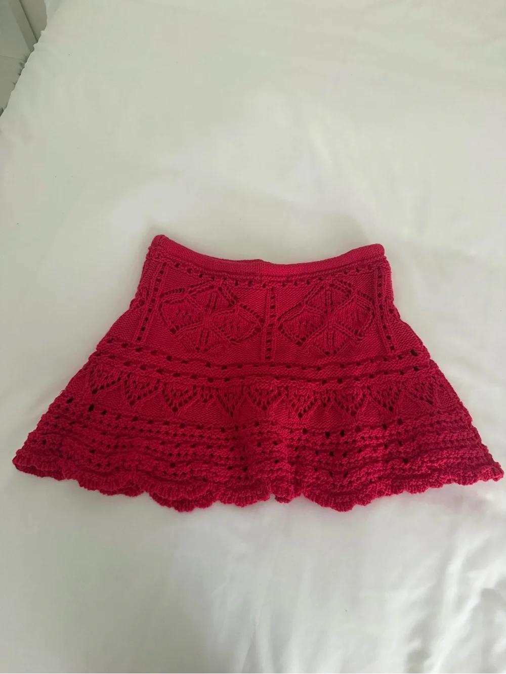 Wild Fable Red Crochet Mini Skirt with Tassel Drawstring